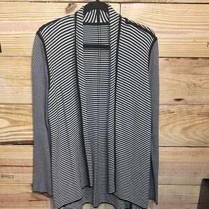Talbots Black and White Striped Cardigan